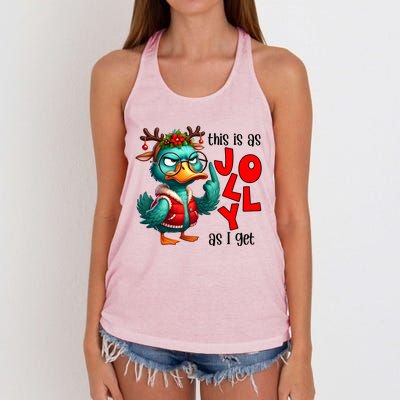 This Is As Jolly As I Get Funny Sarcastic Grumpy Duck Christmas Women's Knotted Racerback Tank