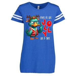 This Is As Jolly As I Get Funny Sarcastic Grumpy Duck Christmas Enza Ladies Jersey Football T-Shirt