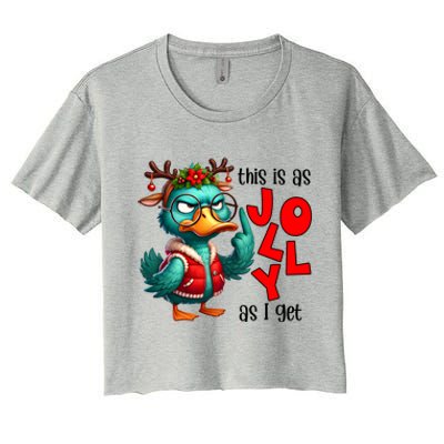 This Is As Jolly As I Get Funny Sarcastic Grumpy Duck Christmas Women's Crop Top Tee