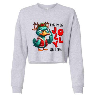 This Is As Jolly As I Get Funny Sarcastic Grumpy Duck Christmas Cropped Pullover Crew