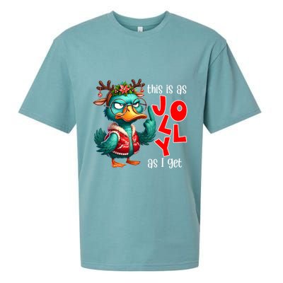 This Is As Jolly As I Get Funny Sarcastic Grumpy Duck Christmas Sueded Cloud Jersey T-Shirt
