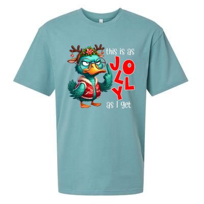 This Is As Jolly As I Get Funny Sarcastic Grumpy Duck Christmas Sueded Cloud Jersey T-Shirt