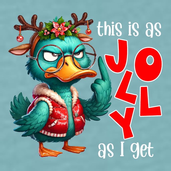 This Is As Jolly As I Get Funny Sarcastic Grumpy Duck Christmas Sueded Cloud Jersey T-Shirt