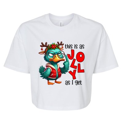 This Is As Jolly As I Get Funny Sarcastic Grumpy Duck Christmas Bella+Canvas Jersey Crop Tee