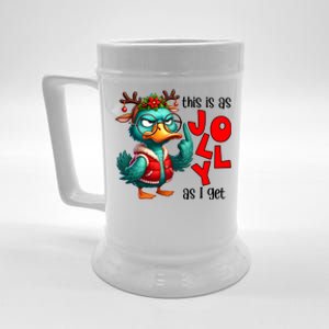 This Is As Jolly As I Get Funny Sarcastic Grumpy Duck Christmas Beer Stein