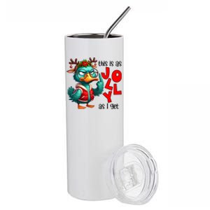 This Is As Jolly As I Get Funny Sarcastic Grumpy Duck Christmas Stainless Steel Tumbler