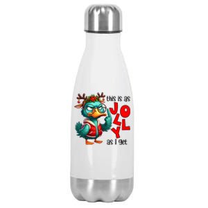 This Is As Jolly As I Get Funny Sarcastic Grumpy Duck Christmas Stainless Steel Insulated Water Bottle