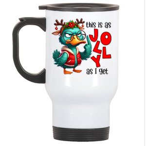 This Is As Jolly As I Get Funny Sarcastic Grumpy Duck Christmas Stainless Steel Travel Mug