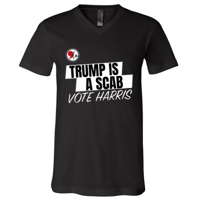 Trump Is A Scab Vote Harris V-Neck T-Shirt