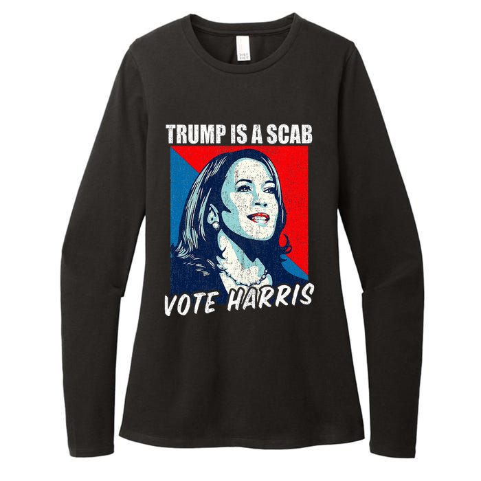 Trump Is A Scab Vote Harris 2024 Womens CVC Long Sleeve Shirt