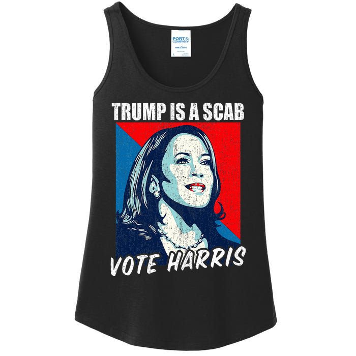 Trump Is A Scab Vote Harris 2024 Ladies Essential Tank