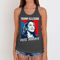 Trump Is A Scab Vote Harris 2024 Women's Knotted Racerback Tank