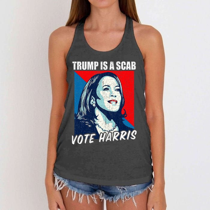 Trump Is A Scab Vote Harris 2024 Women's Knotted Racerback Tank