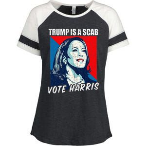 Trump Is A Scab Vote Harris 2024 Enza Ladies Jersey Colorblock Tee