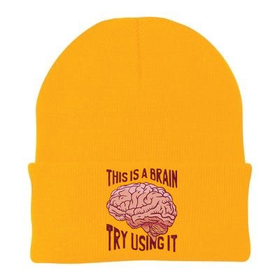 This Is A Brain Try Using It Funny Knit Cap Winter Beanie