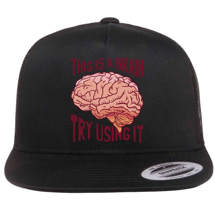 This Is A Brain Try Using It Funny Flat Bill Trucker Hat