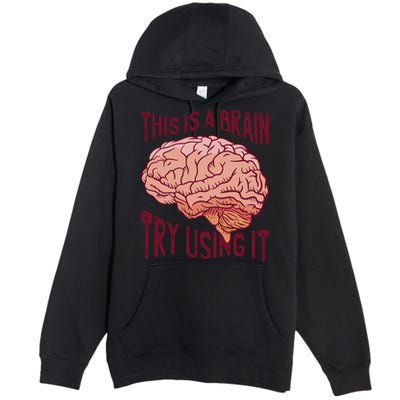 This Is A Brain Try Using It Funny Premium Pullover Hoodie