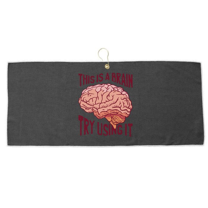 This Is A Brain Try Using It Funny Large Microfiber Waffle Golf Towel