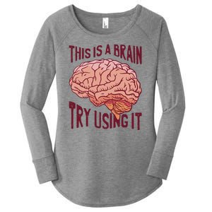 This Is A Brain Try Using It Funny Women's Perfect Tri Tunic Long Sleeve Shirt