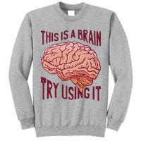 This Is A Brain Try Using It Funny Tall Sweatshirt
