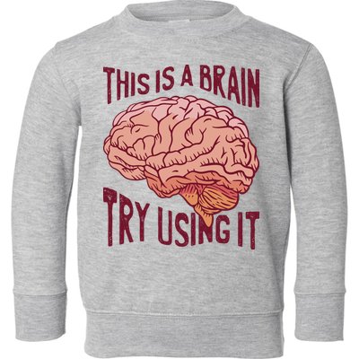This Is A Brain Try Using It Funny Toddler Sweatshirt