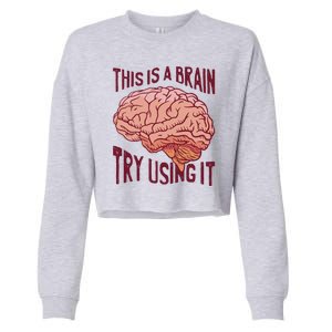 This Is A Brain Try Using It Funny Cropped Pullover Crew