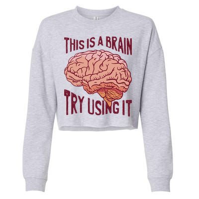 This Is A Brain Try Using It Funny Cropped Pullover Crew