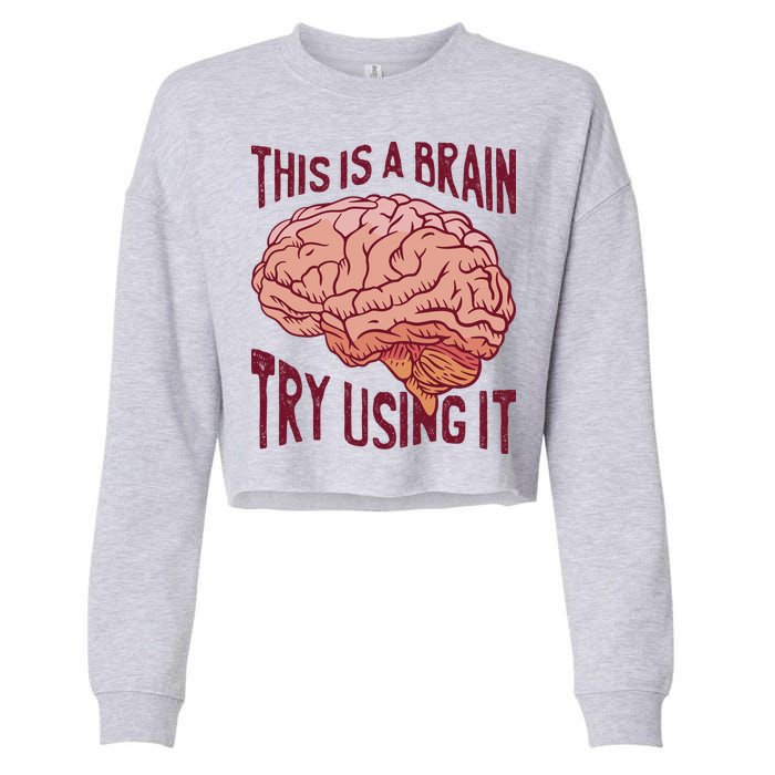 This Is A Brain Try Using It Funny Cropped Pullover Crew
