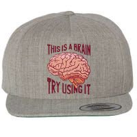 This Is A Brain Try Using It Funny Wool Snapback Cap