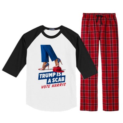 Trump Is A Scab Vote Kamala Harris 2024 Raglan Sleeve Pajama Set