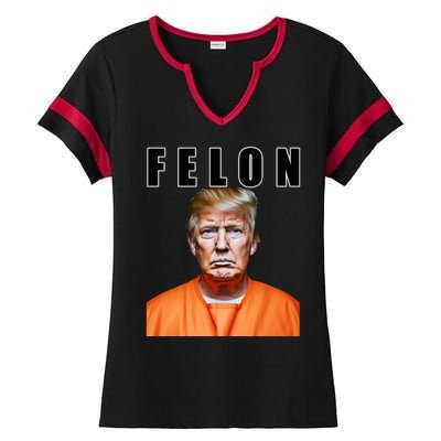 Trump Is A Felon Ladies Halftime Notch Neck Tee