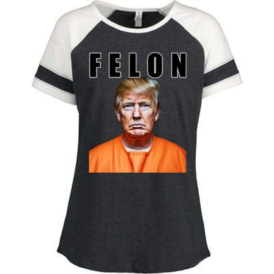 Trump Is A Felon Enza Ladies Jersey Colorblock Tee