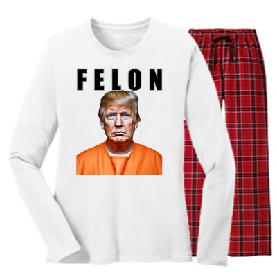 Trump Is A Felon Women's Long Sleeve Flannel Pajama Set 