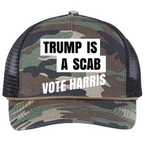 Trump Is A Scab Vote Harris Retro Rope Trucker Hat Cap