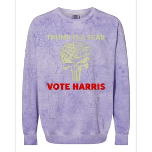 Trump Is A Scab Vote Harris Waltz New Way Move Forward Flag Colorblast Crewneck Sweatshirt