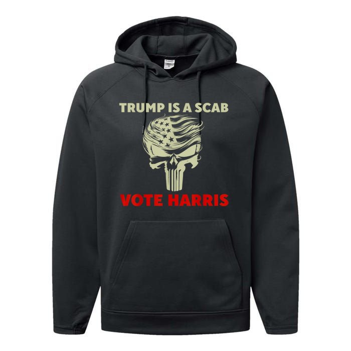 Trump Is A Scab Vote Harris Waltz New Way Move Forward Flag Performance Fleece Hoodie