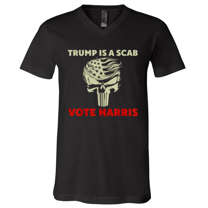 Trump Is A Scab Vote Harris Waltz New Way Move Forward Flag V-Neck T-Shirt