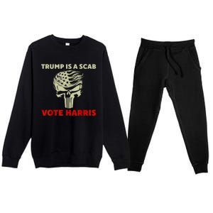 Trump Is A Scab Vote Harris Waltz New Way Move Forward Flag Premium Crewneck Sweatsuit Set