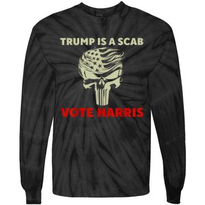 Trump Is A Scab Vote Harris Waltz New Way Move Forward Flag Tie-Dye Long Sleeve Shirt