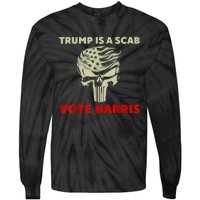 Trump Is A Scab Vote Harris Waltz New Way Move Forward Flag Tie-Dye Long Sleeve Shirt