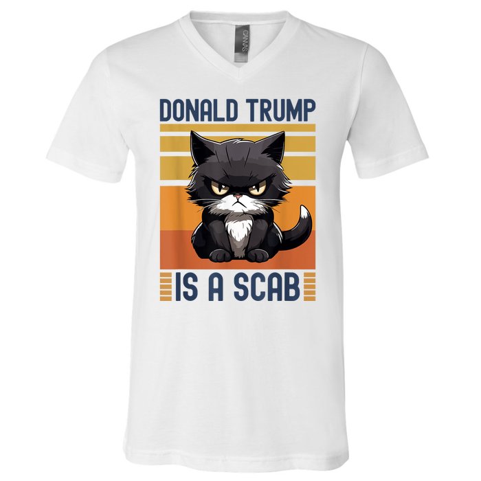 Trump Is A Scab Cat V-Neck T-Shirt