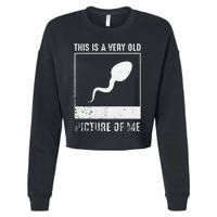 This Is A Very Old Picture Of Me Funny Sperm Distressed Cropped Pullover Crew