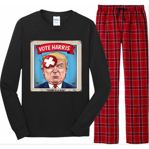 Trump Is A Scab Harris Vote 2024 Funny Trump Long Sleeve Pajama Set