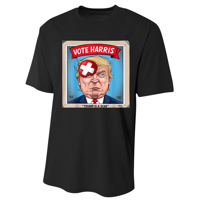 Trump Is A Scab Harris Vote 2024 Funny Trump Performance Sprint T-Shirt