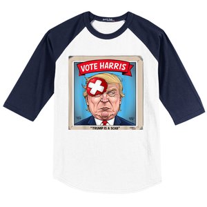 Trump Is A Scab Harris Vote 2024 Funny Trump Baseball Sleeve Shirt