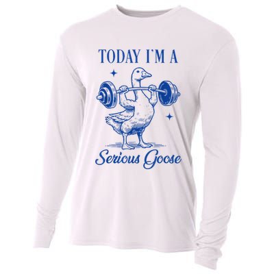Today IM A Serious Goose Funny Lifting Weights Gym Fitness Cooling Performance Long Sleeve Crew