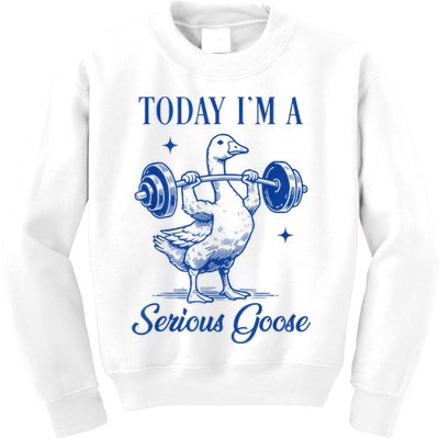 Today IM A Serious Goose Funny Lifting Weights Gym Fitness Kids Sweatshirt