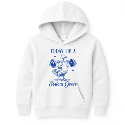 Today IM A Serious Goose Funny Lifting Weights Gym Fitness Kids Hoodie