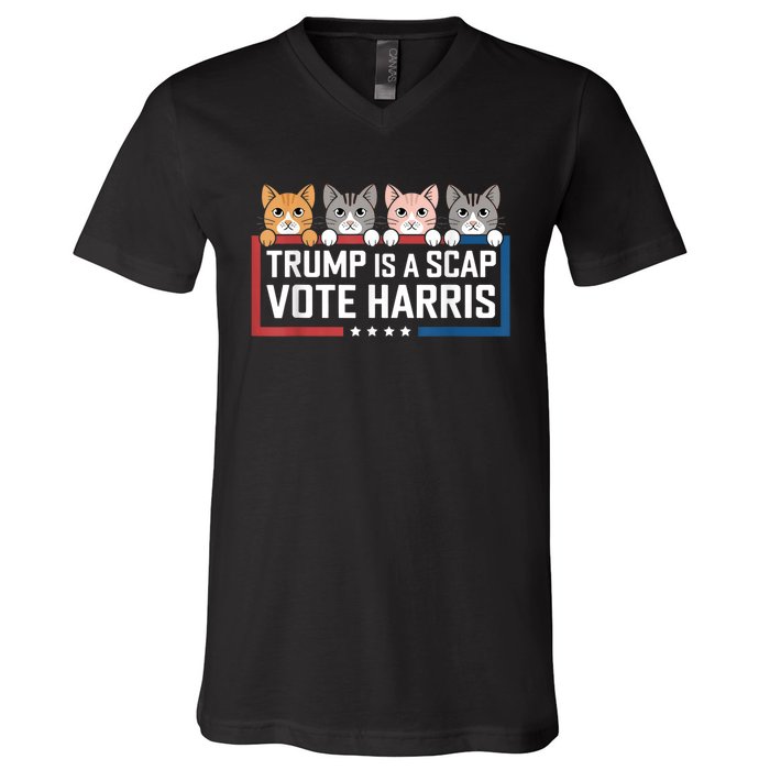 Trump Is A Scab Vote Harris V-Neck T-Shirt