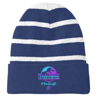 Teaching Is A Walk In Park Teacher Life Funny MotherS Day Striped Beanie with Solid Band